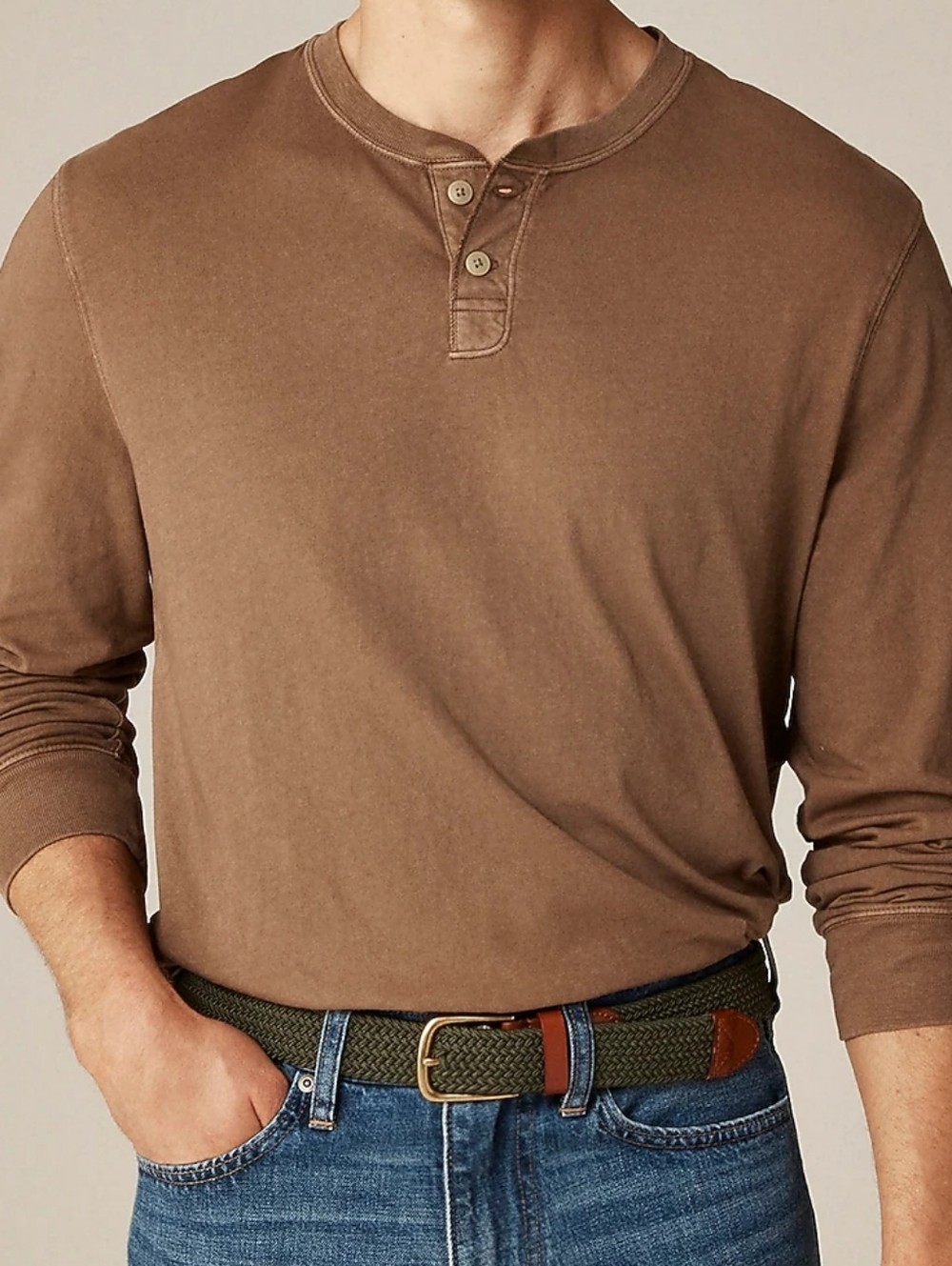 J. Crew Red Long-Sleeve Henley Shirt - Picture 1 of 4